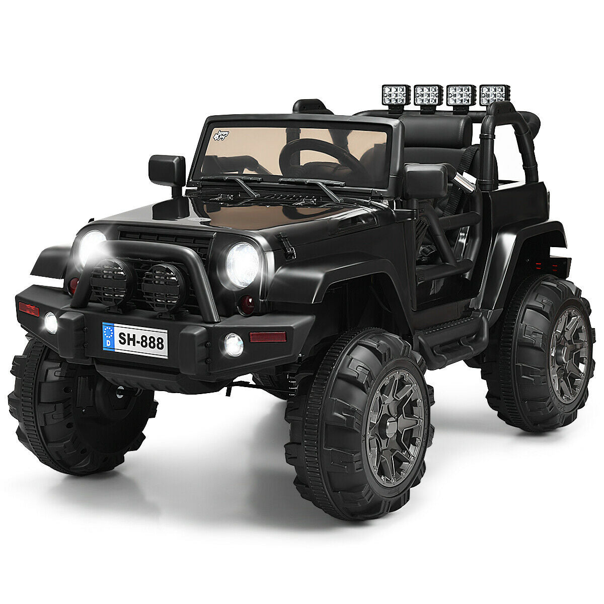 12V Kid's Ride on Truck Electric Vehicle with Light & Music-Black