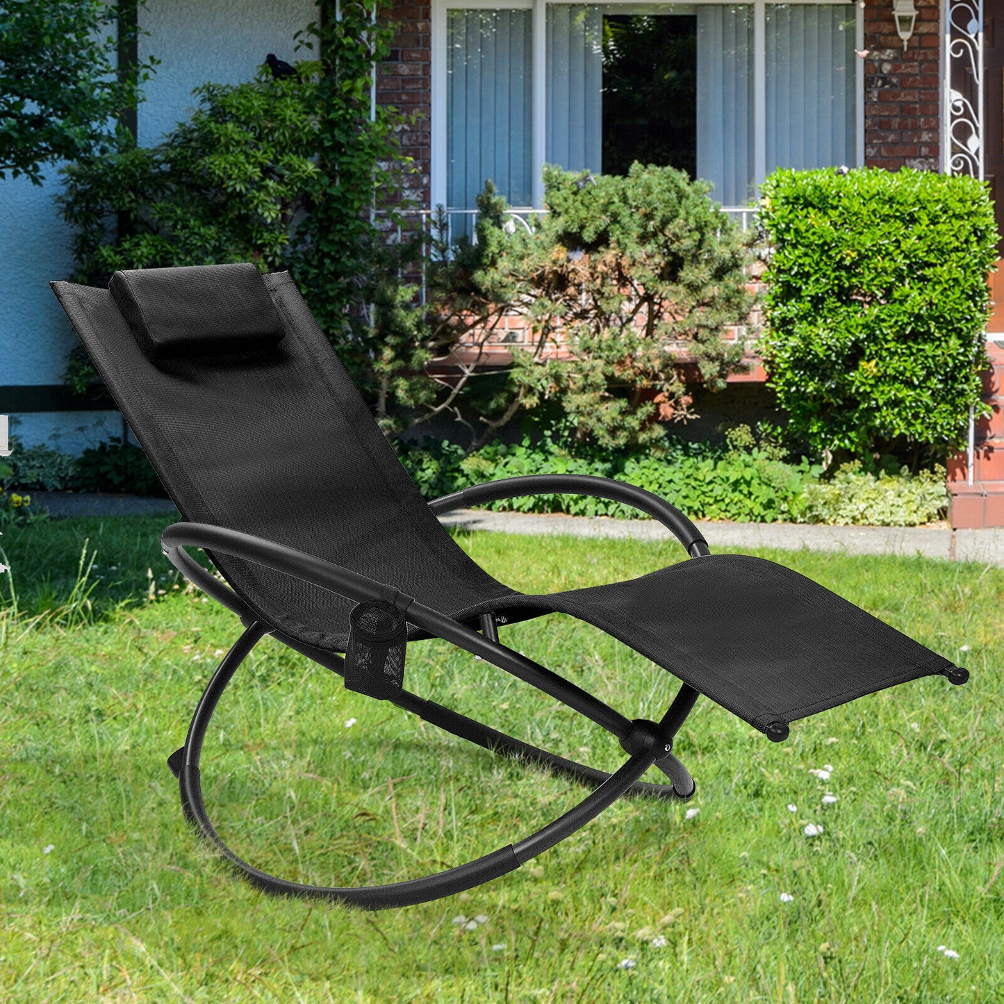 Foldable Rocking Lounge Chair Recliner-Black