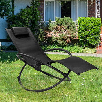 Foldable Rocking Lounge Chair Recliner-Black