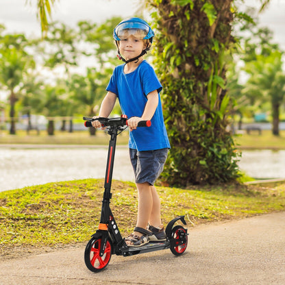 Folding Kick Scooter with Double Suspension and Carrying Strap-Black