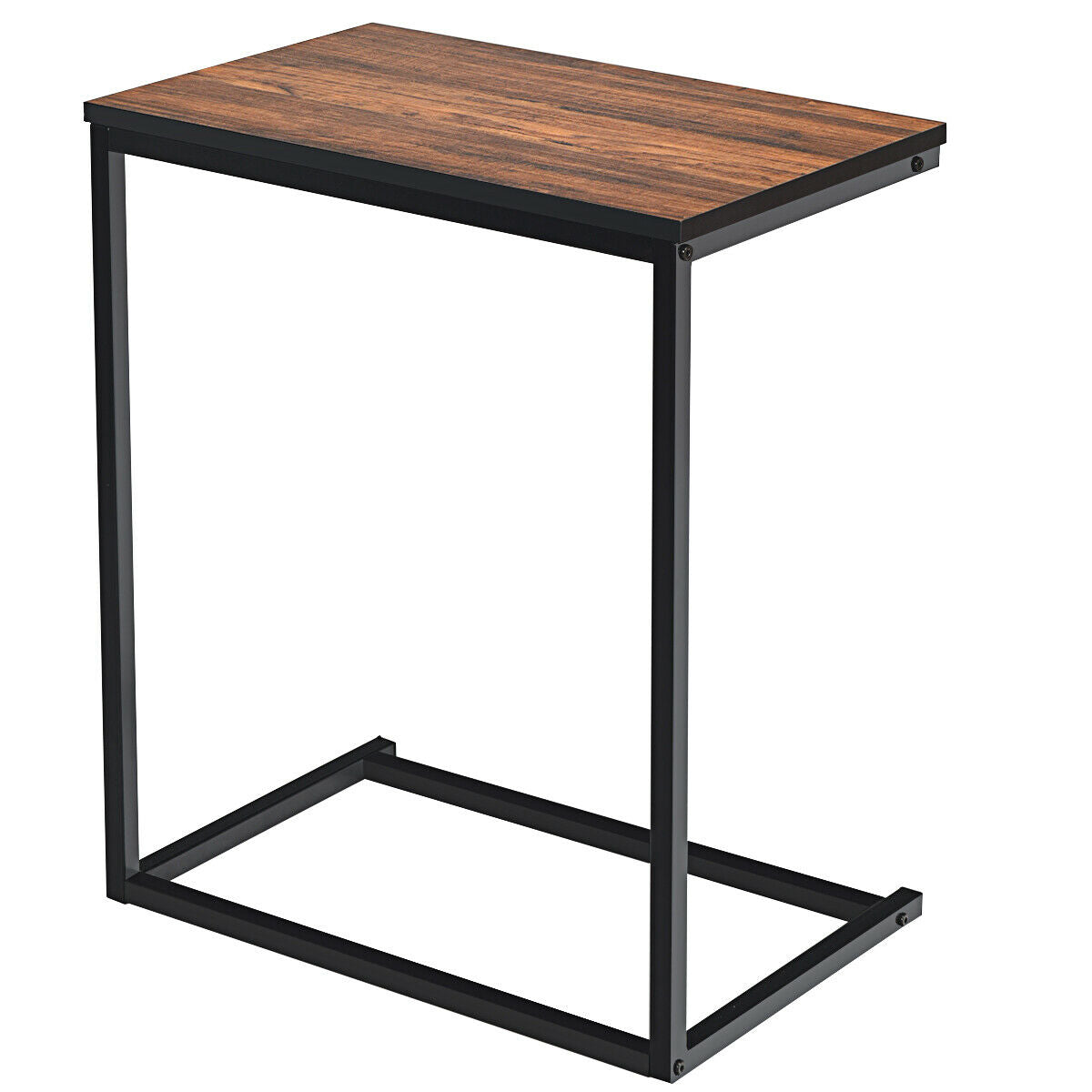 Industrial Styled C Shaped Side, End Table-Brown