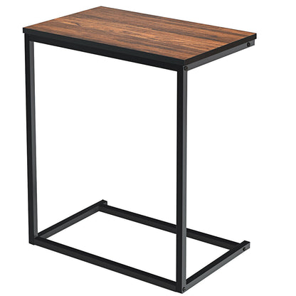 Industrial Styled C Shaped Side, End Table-Brown