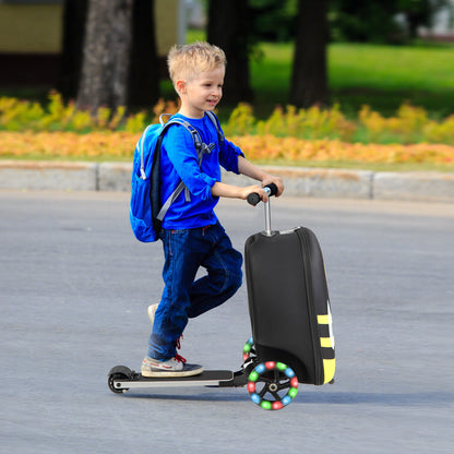 2-in-1 Folding Kids Scooter with Suitcase and 3 Color Lighted Wheels-Yellow