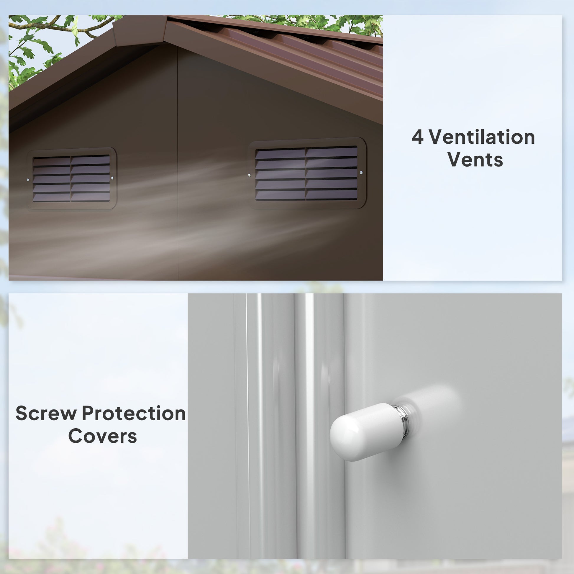 Outsunny 8 x 6ft Garden Storage Shed with Sliding Door - Brown Wood Effect