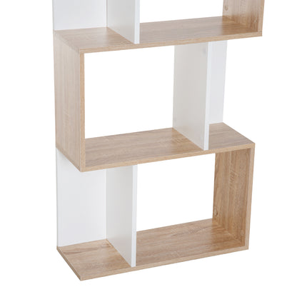 HOMCOM Particle Board 4-tier Storage Display Shelving Bookcase Unit Divider S Shape design Divider Unit