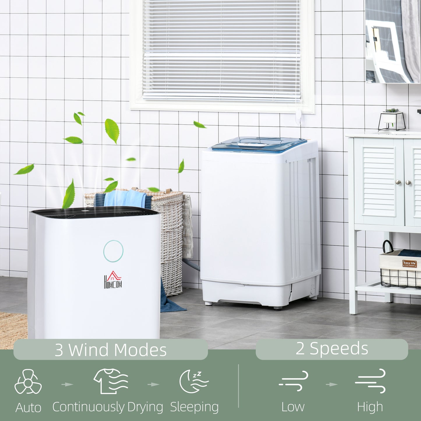 HOMCOM 16L/Day 4000ML Portable Quiet Dehumidifier for Home Laundry Room Bedroom Basement, Electric Moisture Air De-Humidifier with 3 Modes