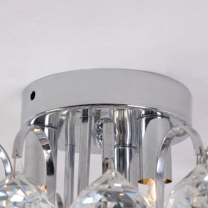HOMCOM Crystal Ceiling Lamp Chandelier Hallway Flush Mount Pendant 3 Light ?30cm Silver