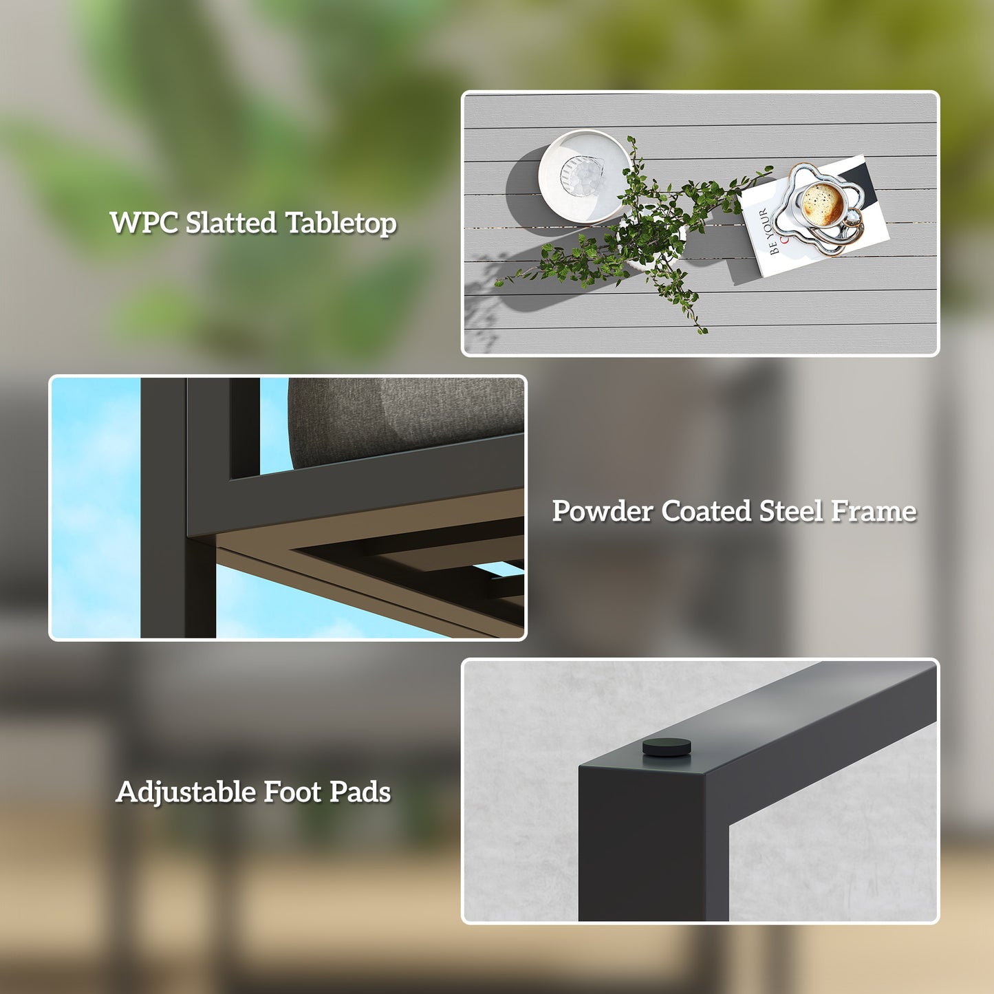 Outsunny Six Piece L Shaped Garden Furniture Set with 3 Loveseats - Grey