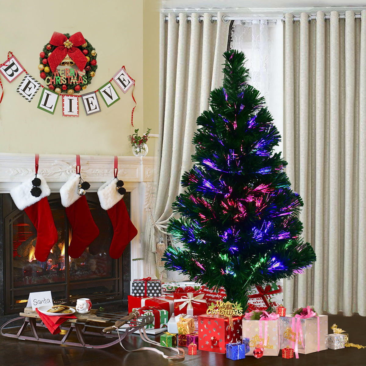 Fibre Optic Christmas Tree - in Various Sizes-4FT