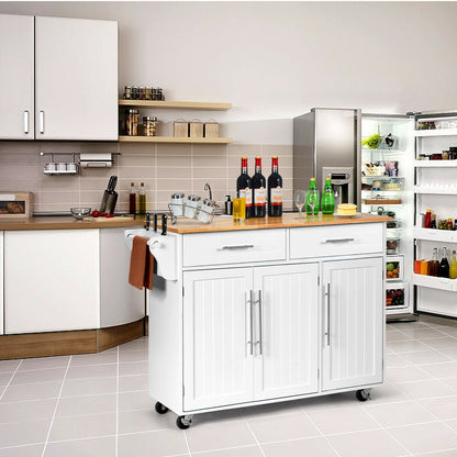 Kitchen Island Trolley with Shelves-White