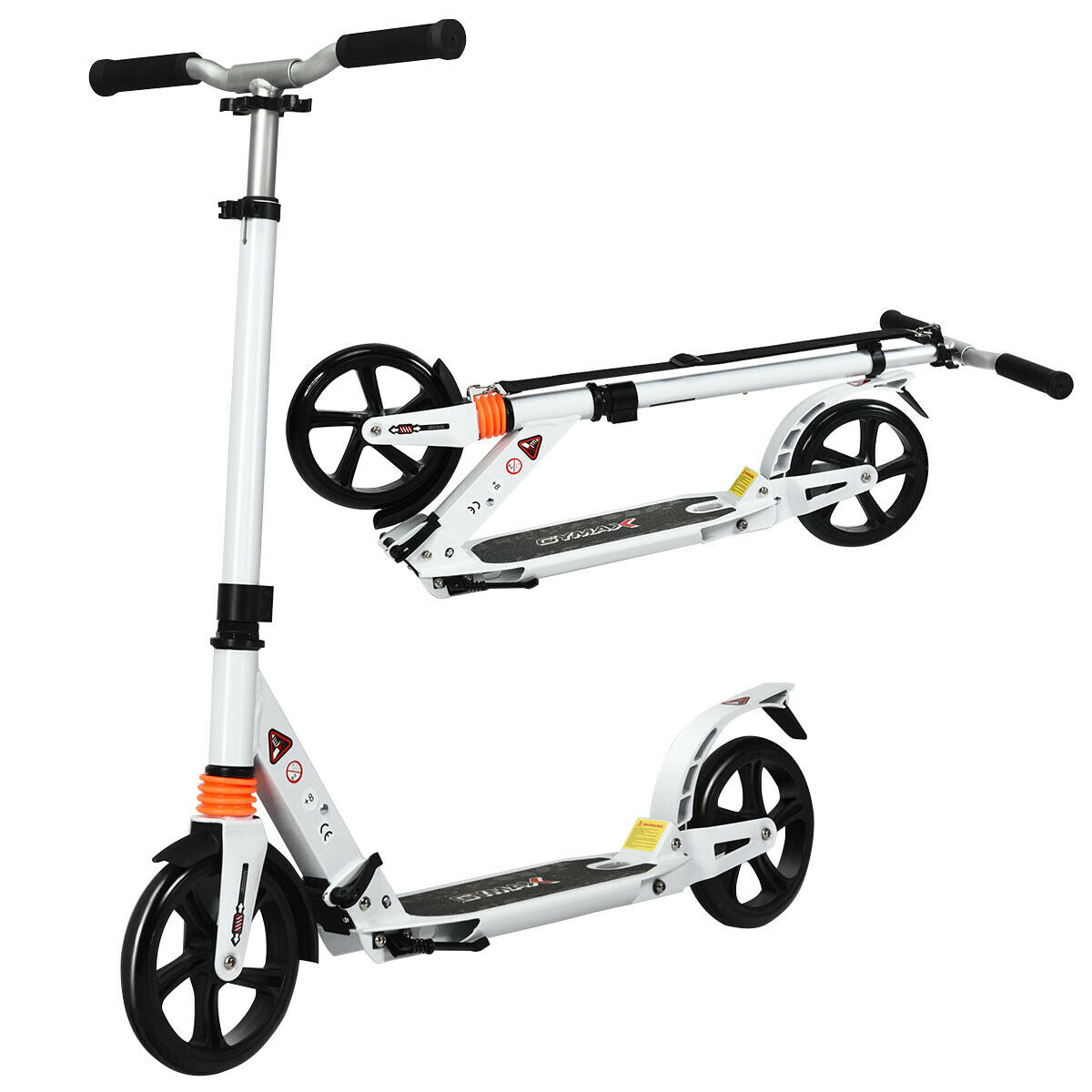 Pro Push Stunt Kick Scooter with Adjustable Bar and Carry Strap-White