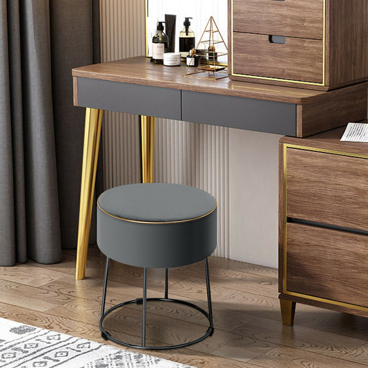 Round Velvet Modern Makeup Dressing Ottoman with Footpads