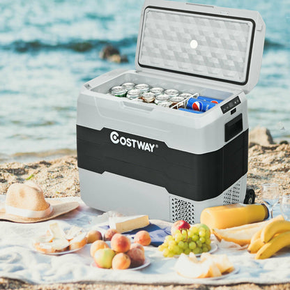 50L 2-in-1 Dual Temperature Control Portable Freezer with Wheels and Handle-Grey
