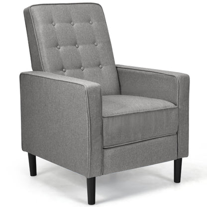 3-Position Adjustable Sofa Chair Leisure Seat with Extendable Footrest-Grey