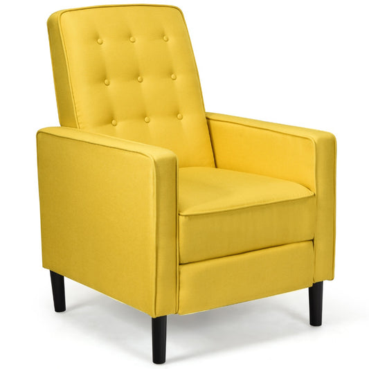 3-Position Adjustable Sofa Chair Leisure Seat with Extendable Footrest-Yellow