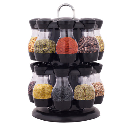 16 Jar Rotating Spice Rack Carousel Kitchen Storage Holder Revolving Herbs Stand