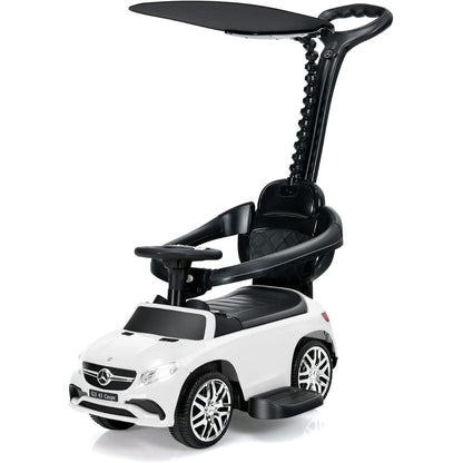3-in-1 Mercedes Benz Licensed Kids Ride On Push Car with Canopy-White