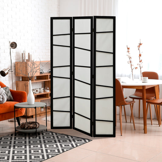 HOMCOM 3 Panel Room Divider, Wooden Folding Privacy Screen, Freestanding Wall Partition Separator for Bedroom, White