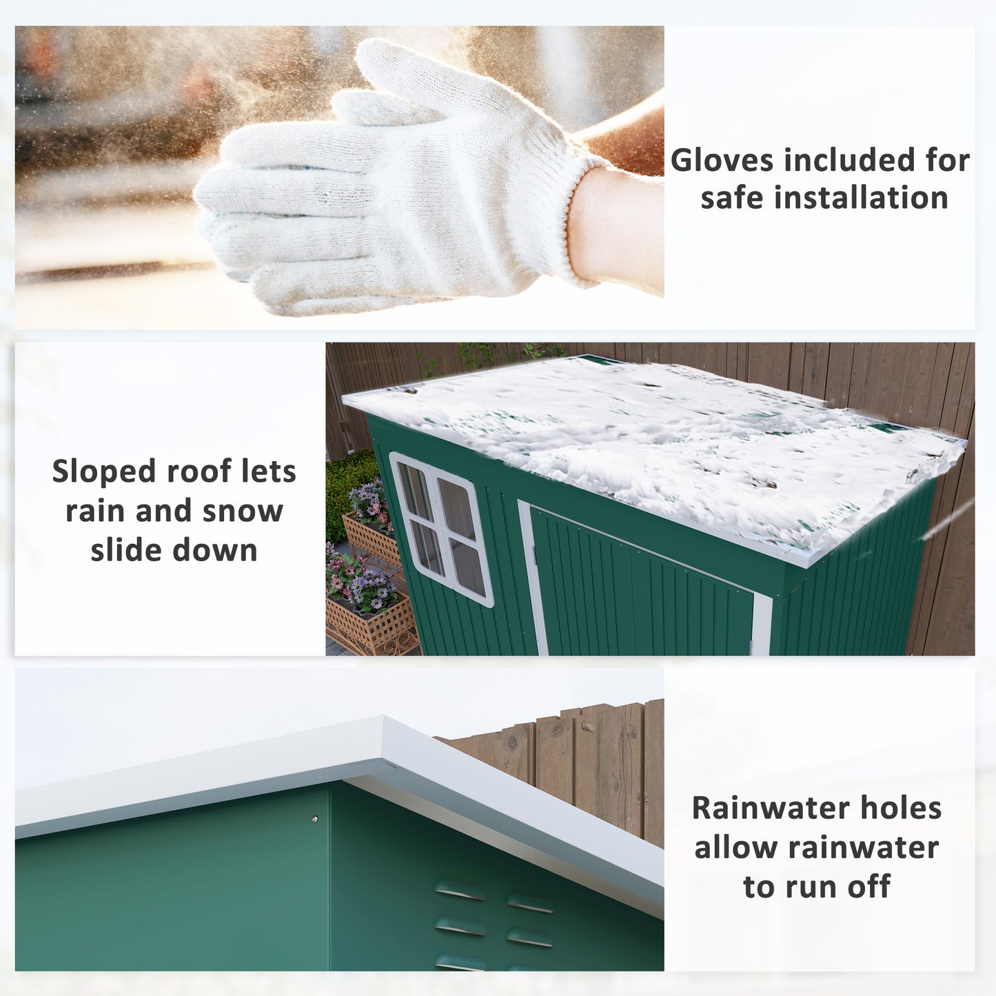 Outsunny 8.5 x 6ft Storage Shed Galvanised Steel Garden Shed, Metal Shed with Foundation Kit, Window, Lockable Wide Doors and Air Vents for Outdoor Patio, Green