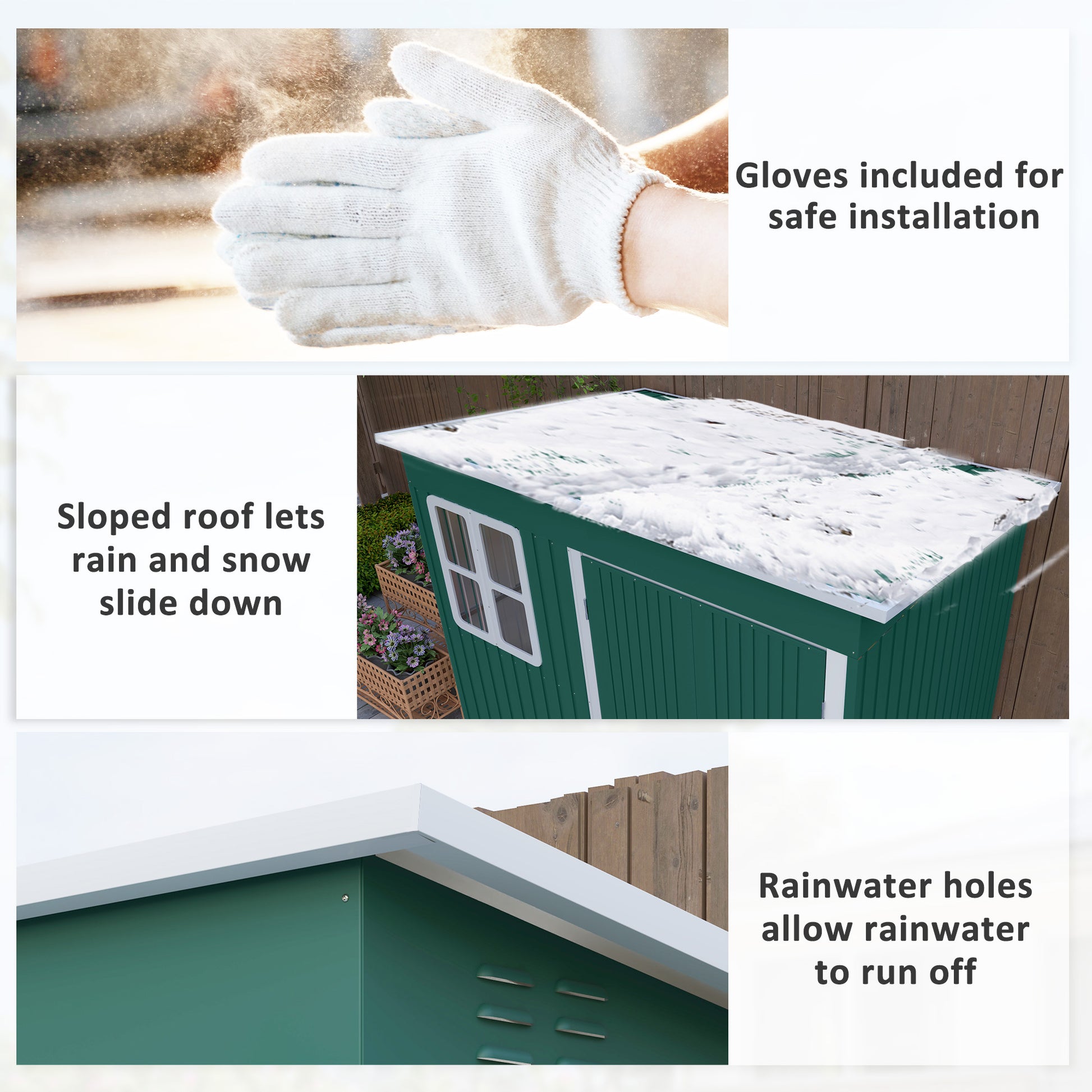 Outsunny 8.5 x 6ft Storage Shed Galvanised Steel Garden Shed, Metal Shed with Foundation Kit, Window, Lockable Wide Doors and Air Vents for Outdoor Patio, Green