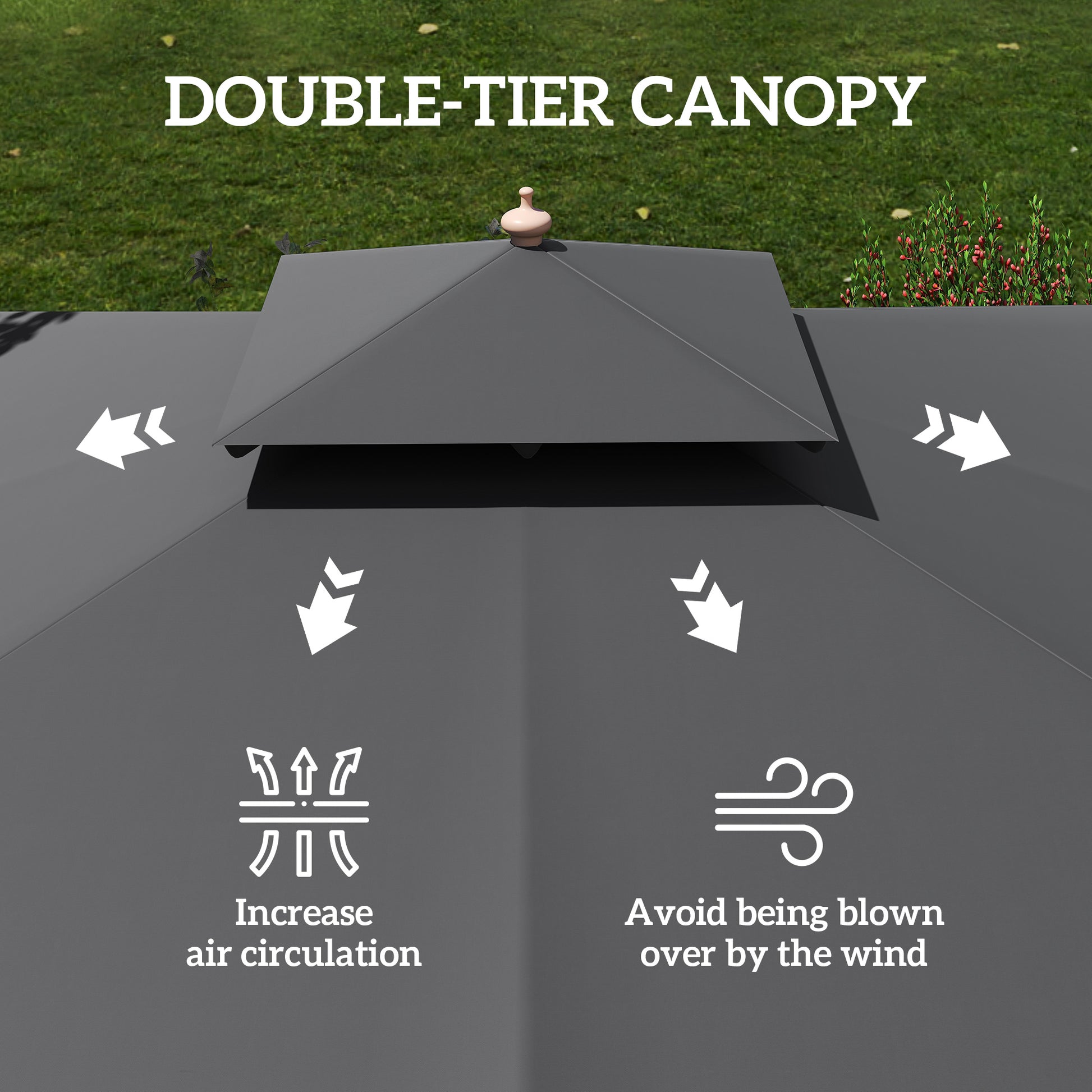 Outsunny 3 m Square Canopy Parasol - Black