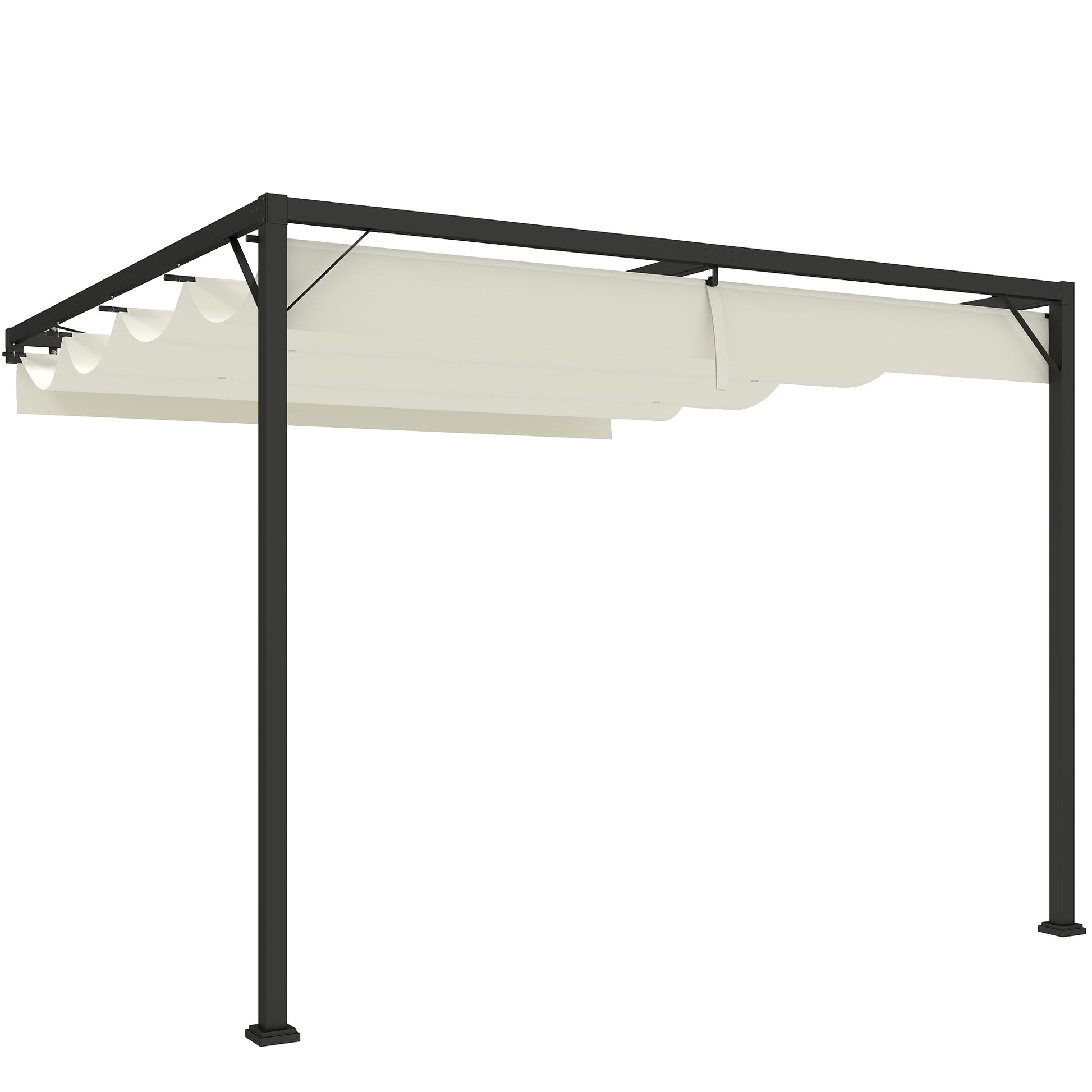Outsunny 3 x 3(m) Outdoor Pergola with Retractable Canopy -Cream White