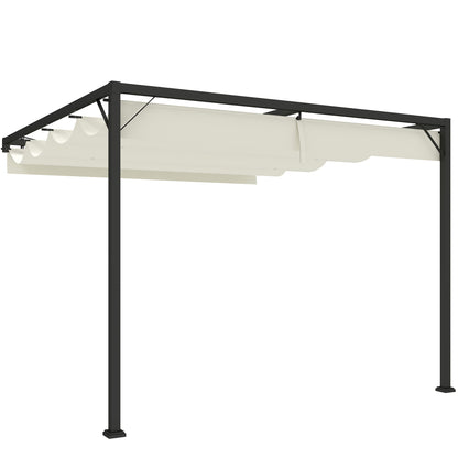 Outsunny 3 x 3(m) Outdoor Pergola with Retractable Canopy -Cream White