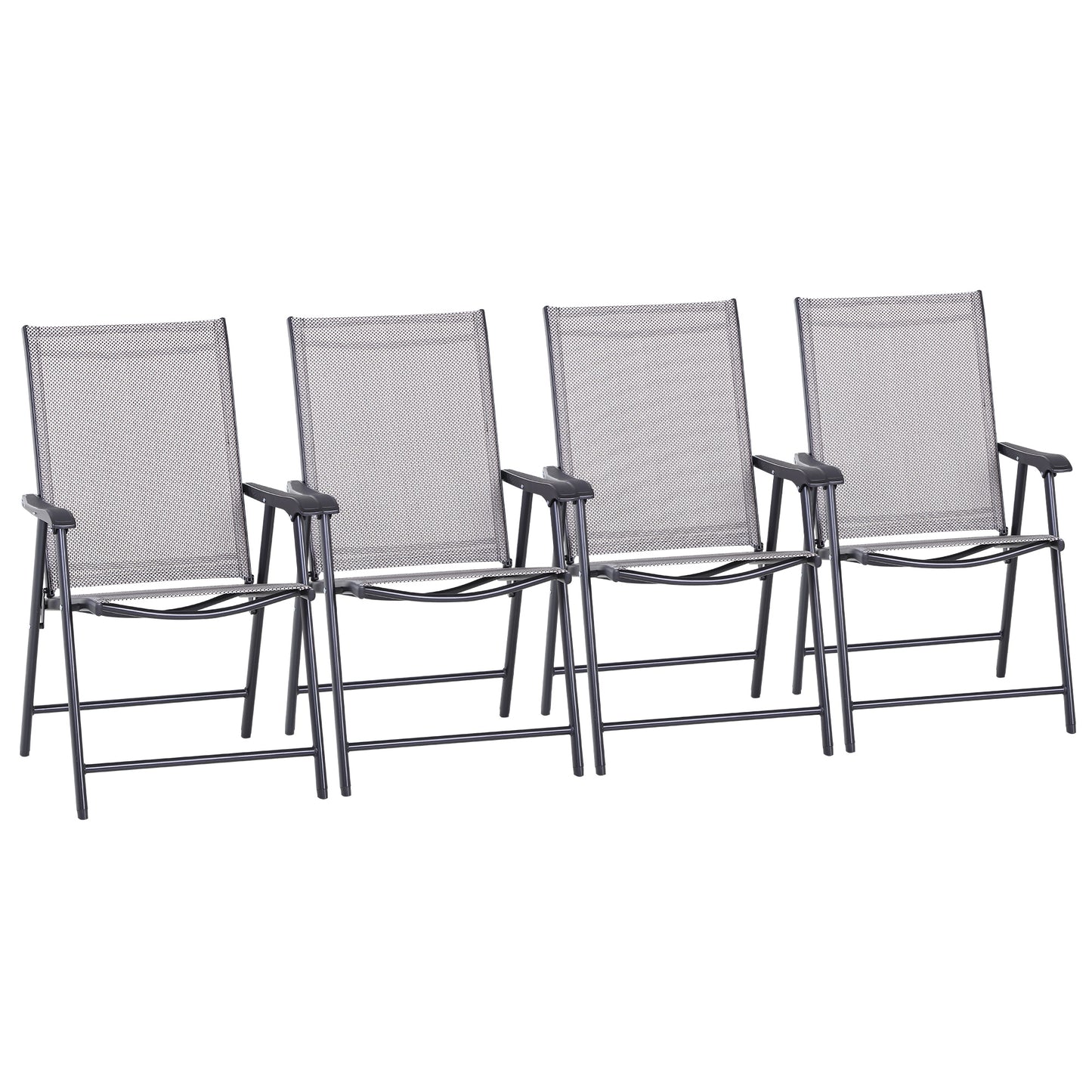 Outsunny Set of Four Folding Garden Chairs - Grey