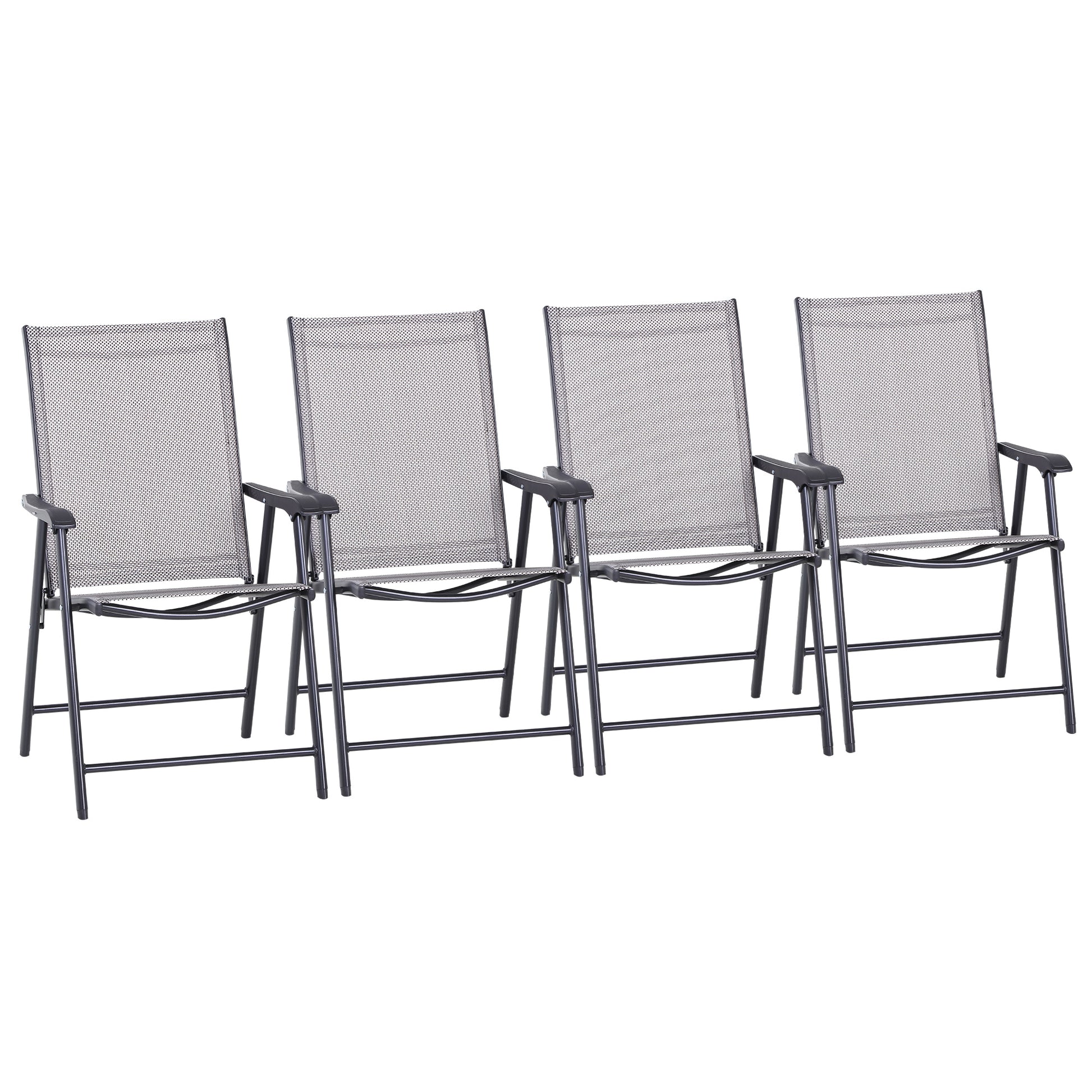 Outsunny Set of Four Folding Garden Chairs - Grey