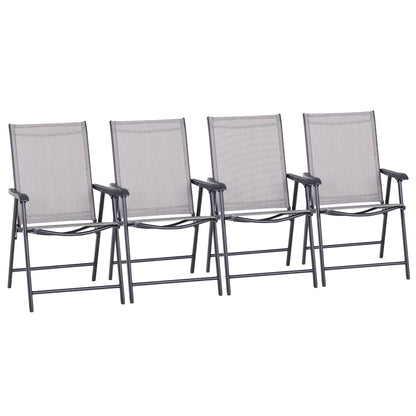 Outsunny Set of Four Folding Garden Chairs - Grey