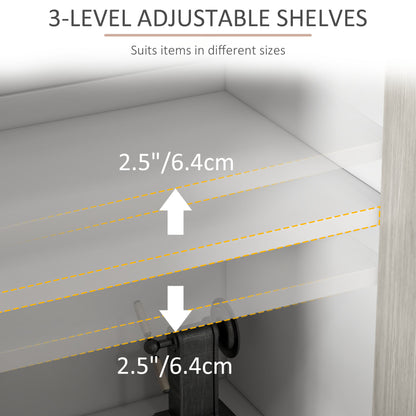 HOMCOM Kitchen Sideboard Storage Cabinet for Living Room with Adjustable Shelves 4 Doors and Pine Wood Legs White
