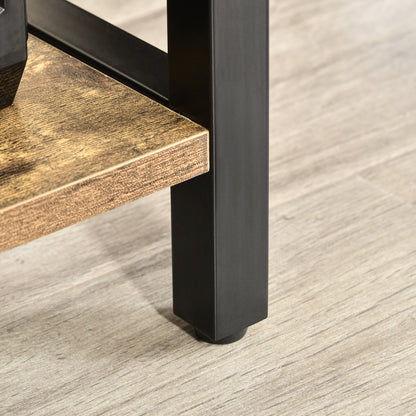 HOMCOM Computer Desk with Shelves Home Office Study Table with 6 Tier Storage Industrial Workstation for Small Spaces Rustic Brown