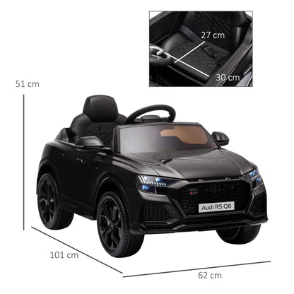 HOMCOM Audi RS Q8 Licensed 6V Ride On Car with Parental Remote Control, Battery-powered Kids Electric Toy, Music Lights, Black