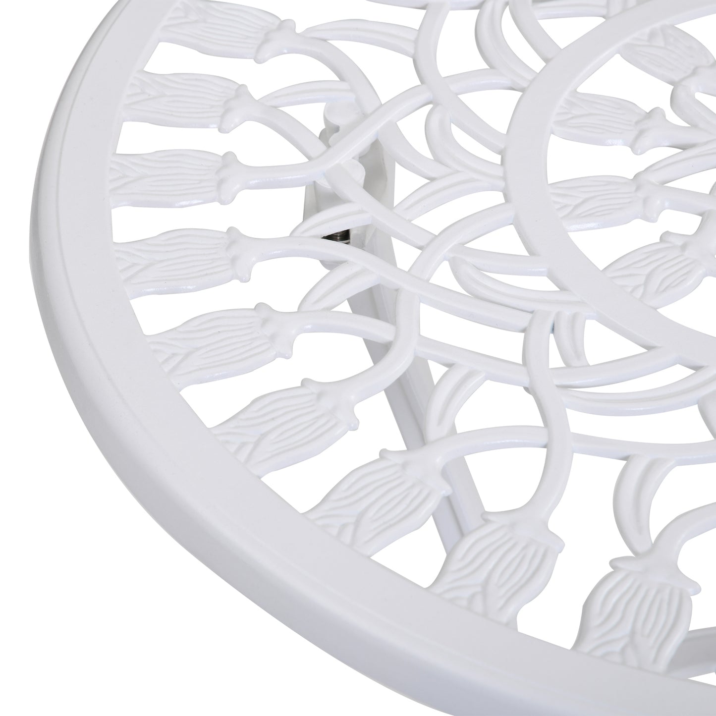 Outsunny 3 Piece Patio Bistro Set for 2, Outdoor Aluminium Garden Table and Chairs with Umbrella Hole for Balcony, White