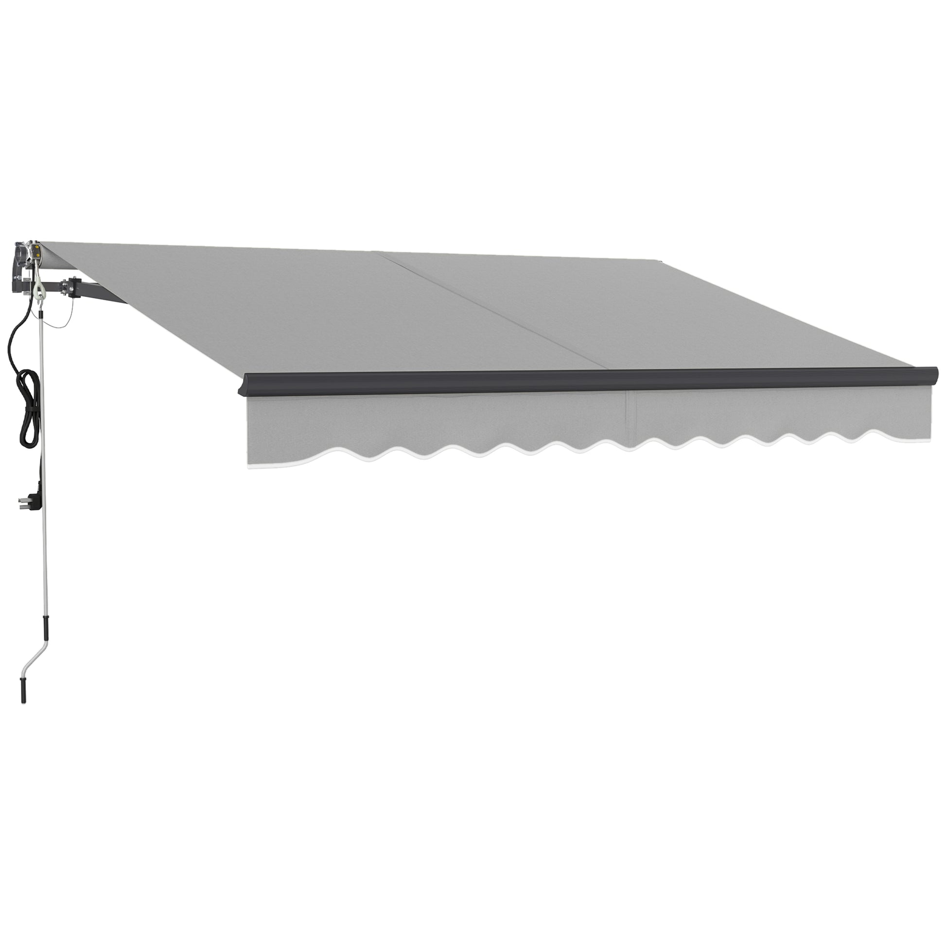 Outsunny 3 x 2.5m Electric Awning with Remote Controller, Aluminium Frame DIY Retractable Awning, UV30+ Sun Shade Canopy for Garden Patio Deck Door Window, Light Grey