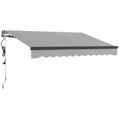 Outsunny 3 x 2.5m Electric Awning with Remote Controller, Aluminium Frame DIY Retractable Awning, UV30+ Sun Shade Canopy for Garden Patio Deck Door Window, Light Grey