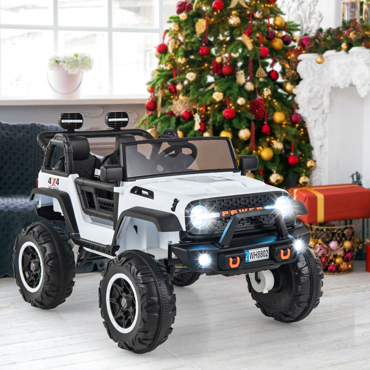 2-Seater Ride On Car with Remote Control and Horn for Boys and Girls-White