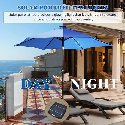 3-Tier Solar Powered LED Lighted Patio Umbrella-Coffee