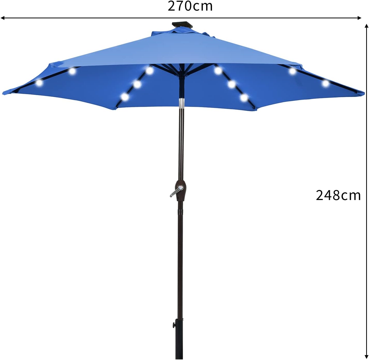 3-Tier Solar Powered LED Lighted Patio Umbrella-Coffee