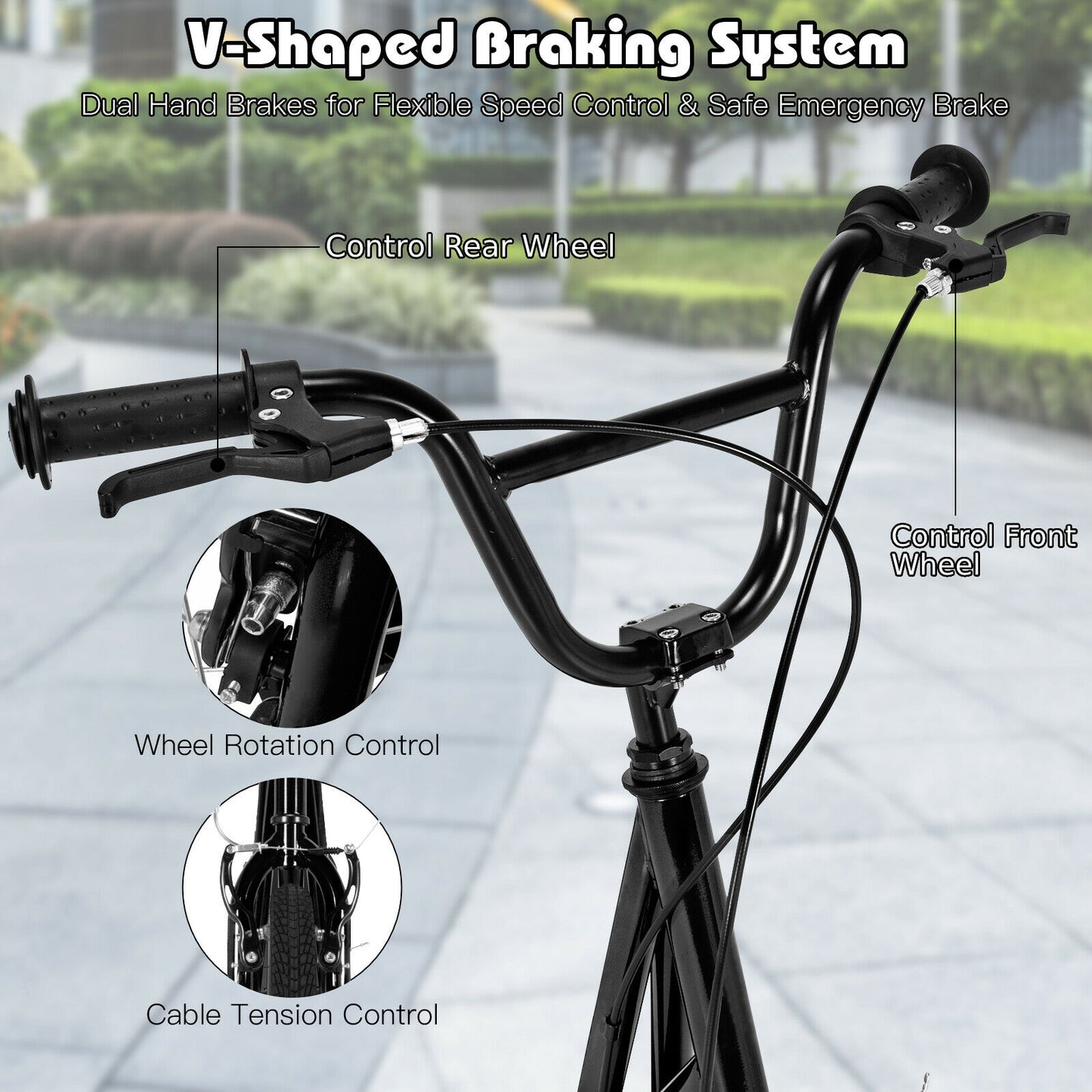 Children's Urban Scooter with Dual Hand Brakes and Adjustable Handlebar-Black