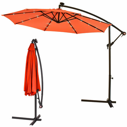 3m Cantilever Garden Parasol with LED Lights-Orange