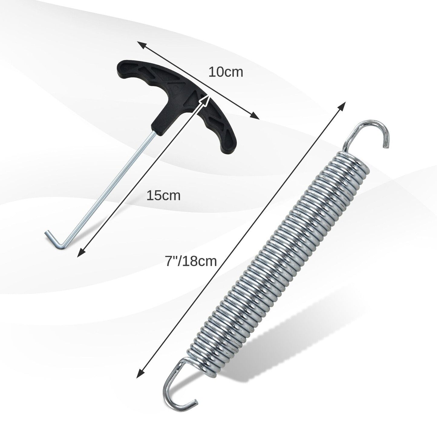20 Pieces 18 cm Heavy Duty Trampoline Spring Set with T-Hook Pull Tool