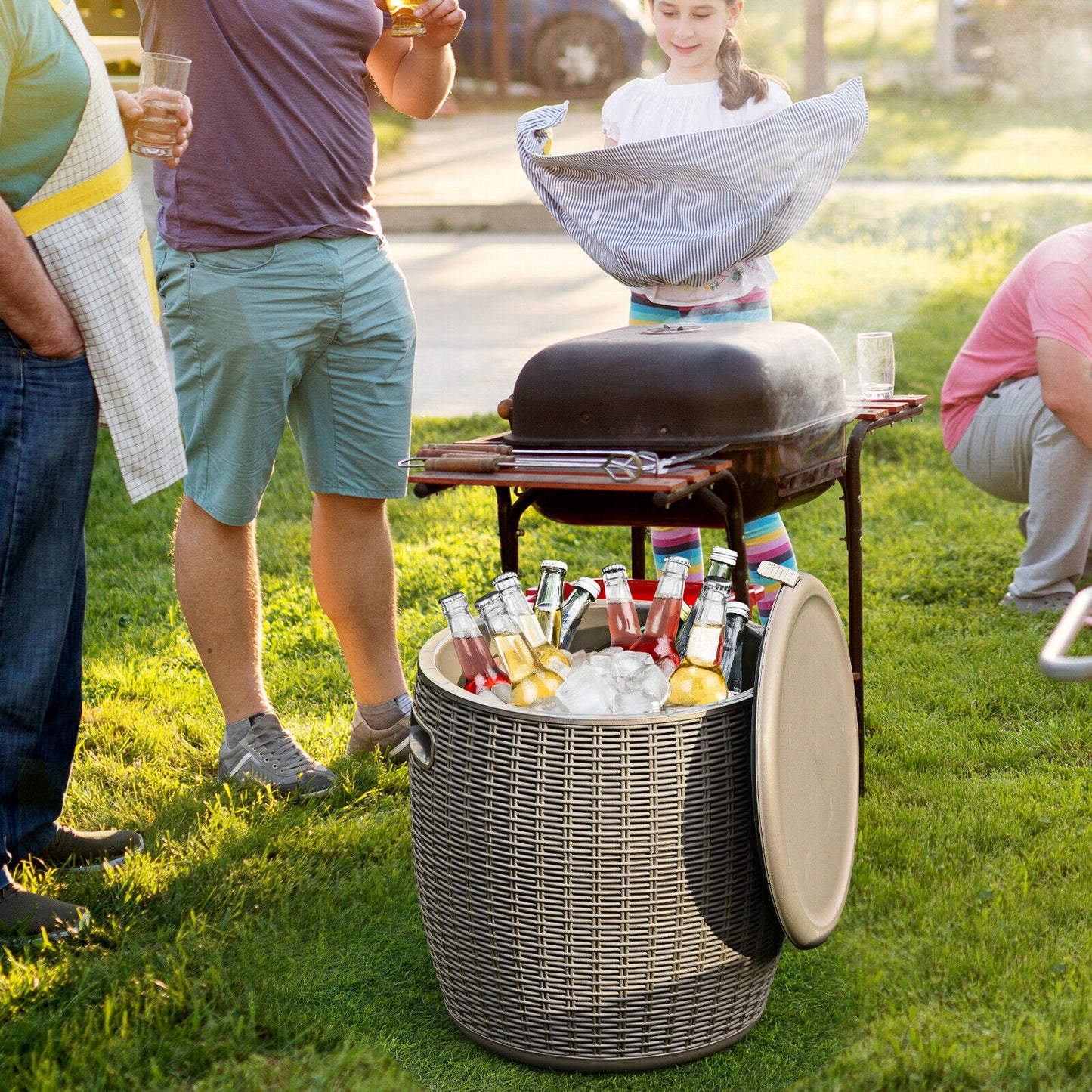 45L Cool Box Stool / Ice Box with Lid-Coffee