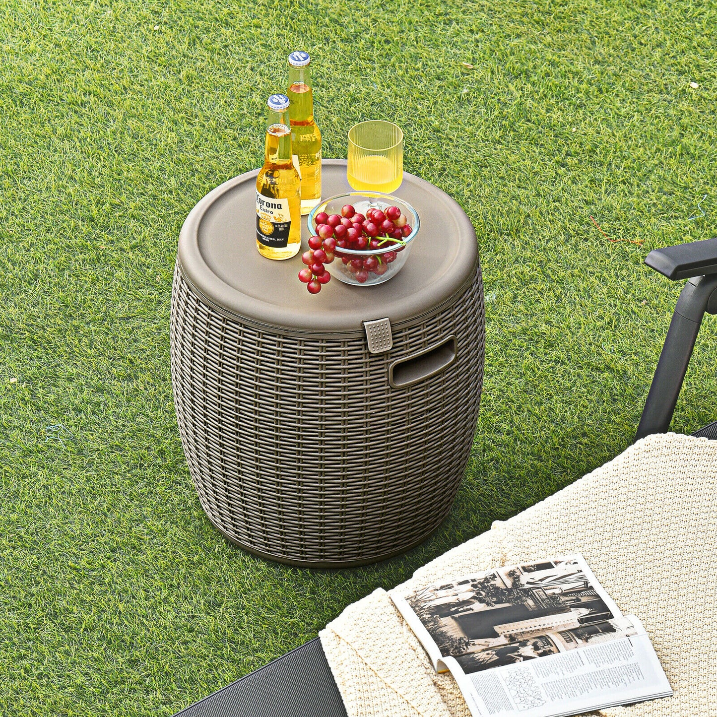45L Cool Box Stool / Ice Box with Lid-Coffee
