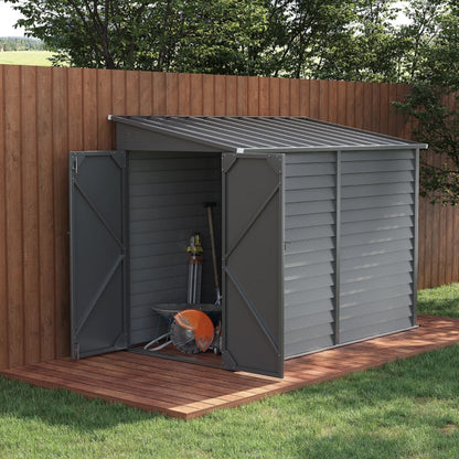 Louvered Wall Pitched Roof Metal Garden Shed
