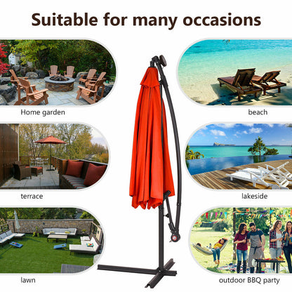 3m Cantilever Garden Parasol with LED Lights-Orange