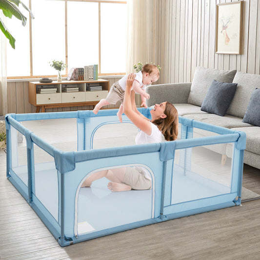 Baby Playpen Portable Activity Centre with Gate-Blue