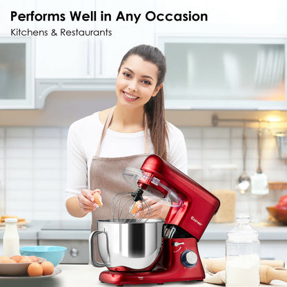 1400W Electric Stand Mixer 6 Adjustable Speed Kitchen Beater-Red