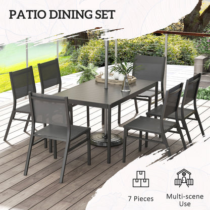 Outsunny Seven-Piece Steel Dining Set, with Aluminium-Top Table