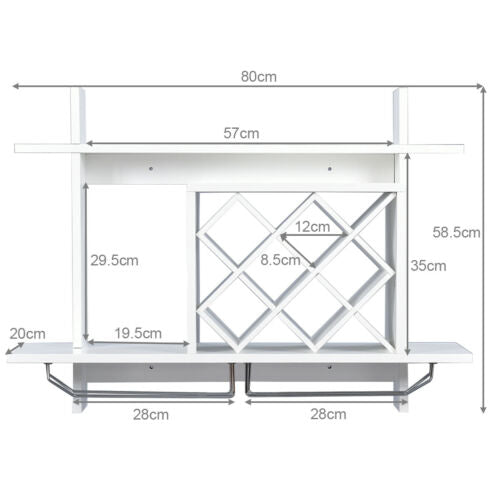 Wall Mounted Wine Rack for 6-Bottles with Storage Display